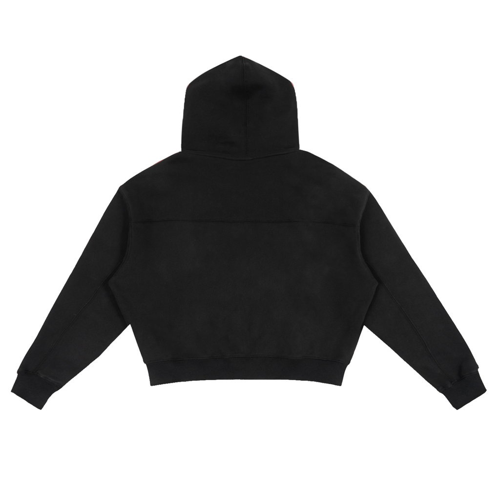 Fleece Zip-Up Boxy Hoodie/Cotton Blend