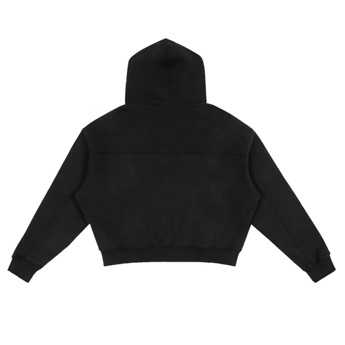 Fleece Zip-Up Boxy Hoodie/Cotton Blend