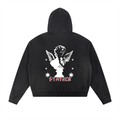 Sun Fade Frayed Raw Edge Fleece Zip Hoodie