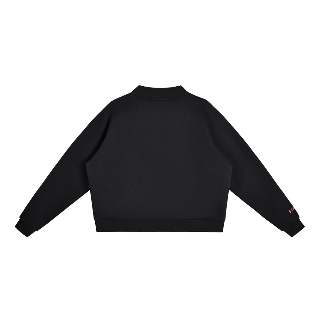 Womens Fleece Mock-Neck Crew Sweatshirt