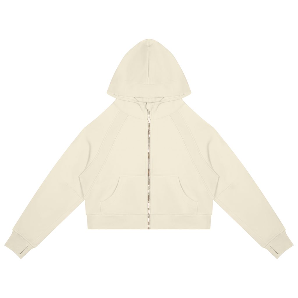 Womens Cropped Zip-Through Hoodie
