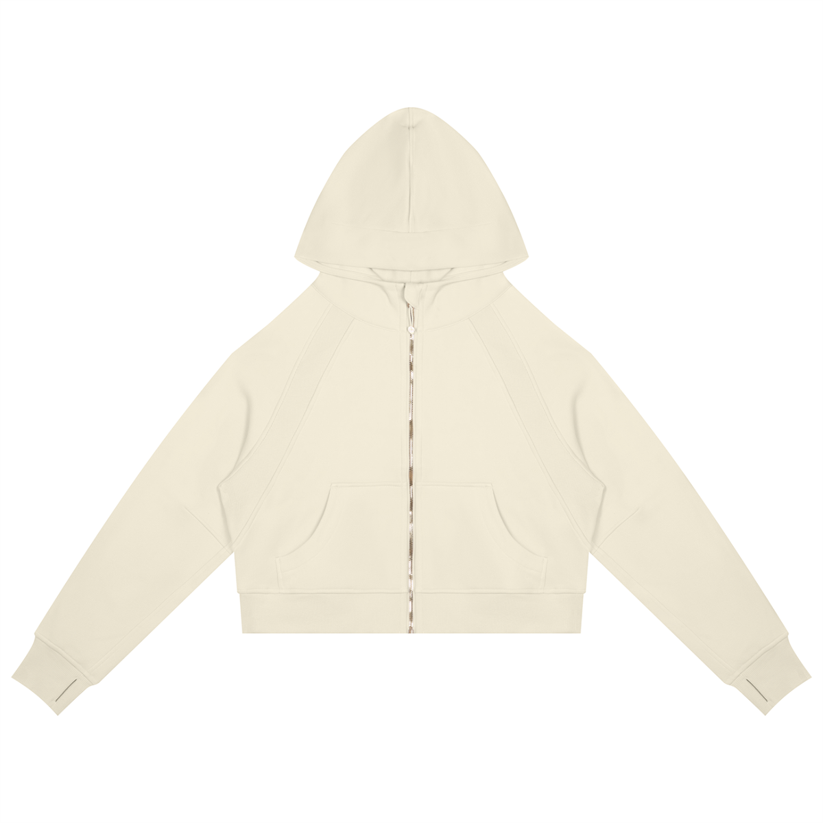 Womens Cropped Zip-Through Hoodie