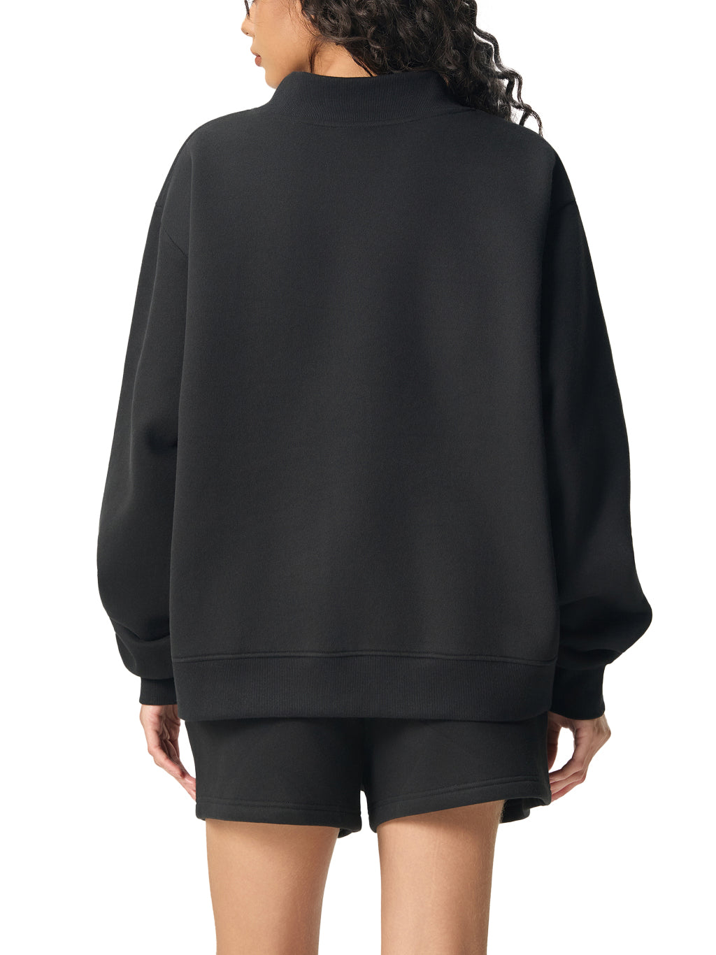 Womens Fleece Mock-Neck Crew Sweatshirt
