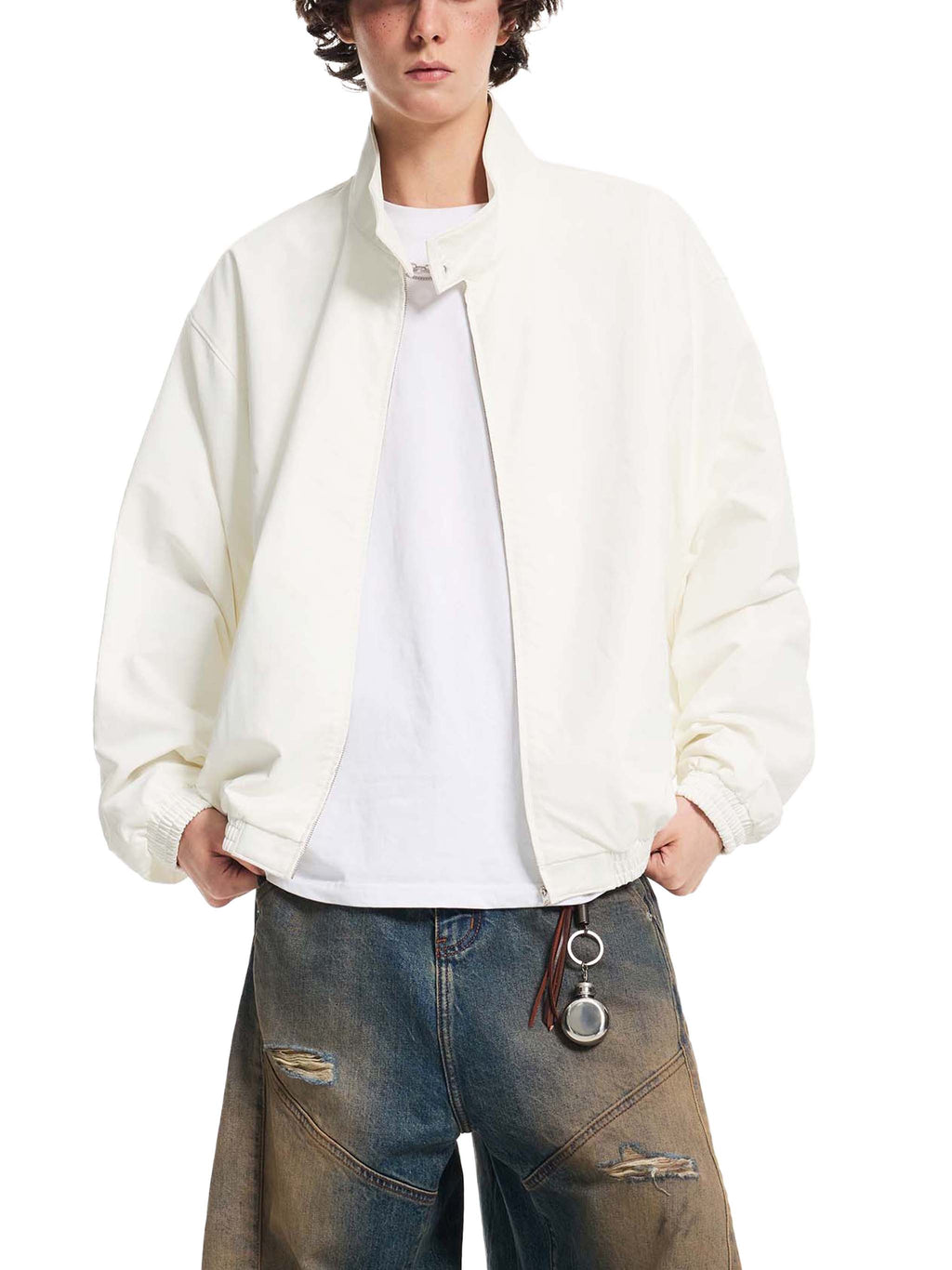Stand Collar Bomber Jacket "Members Only"