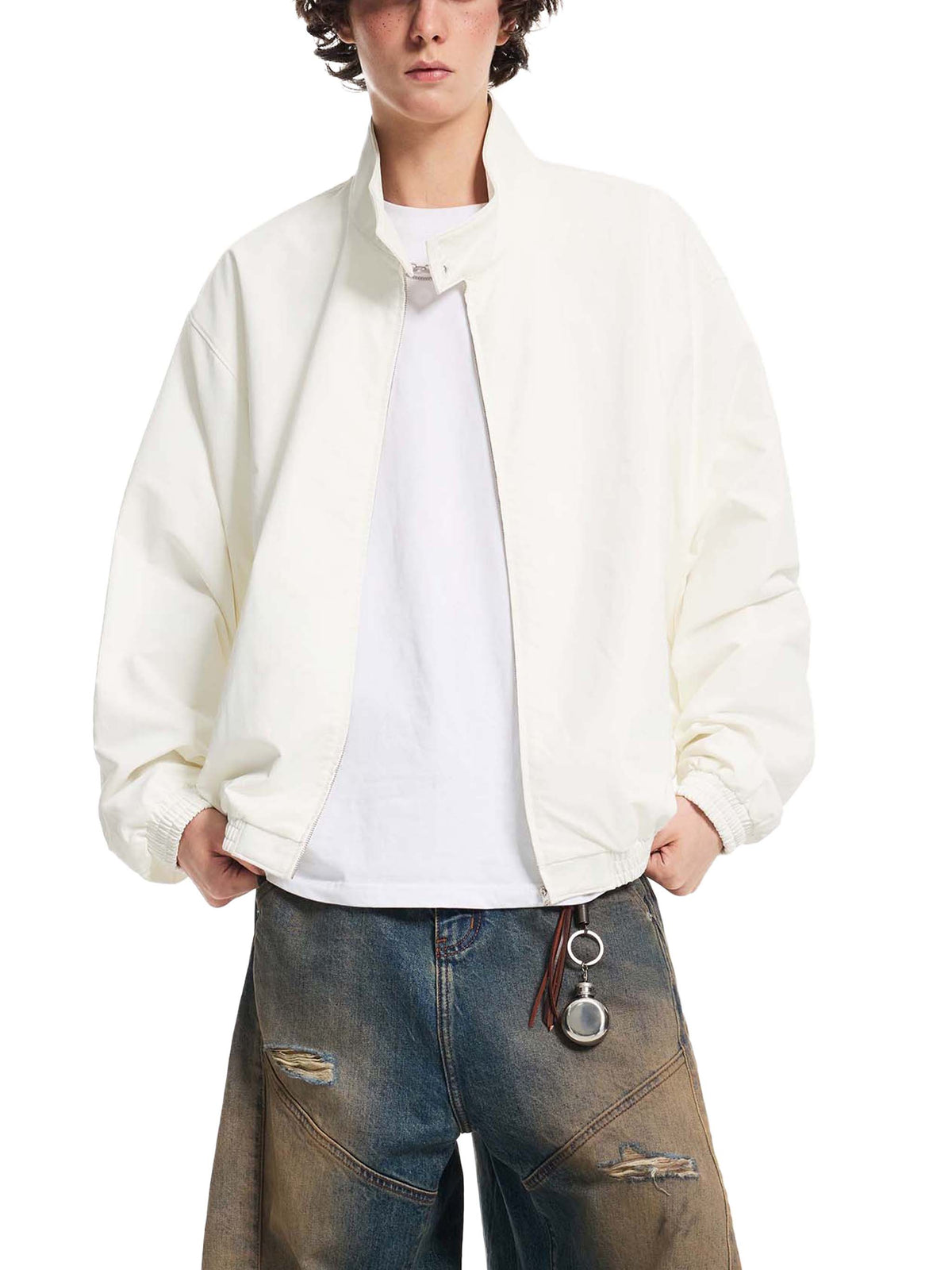 Stand Collar Bomber Jacket "Members Only"