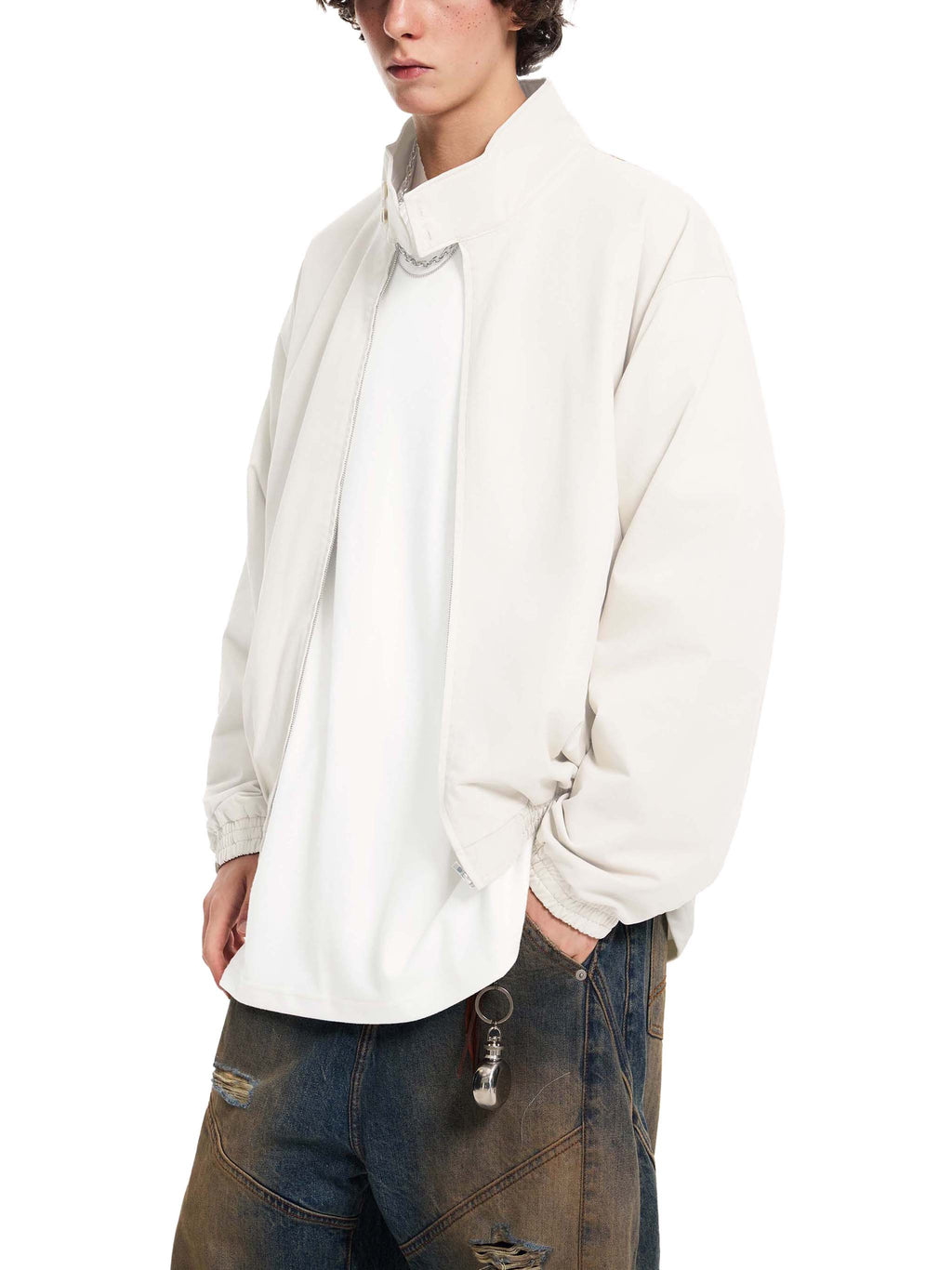 Stand Collar Bomber Jacket "Members Only"