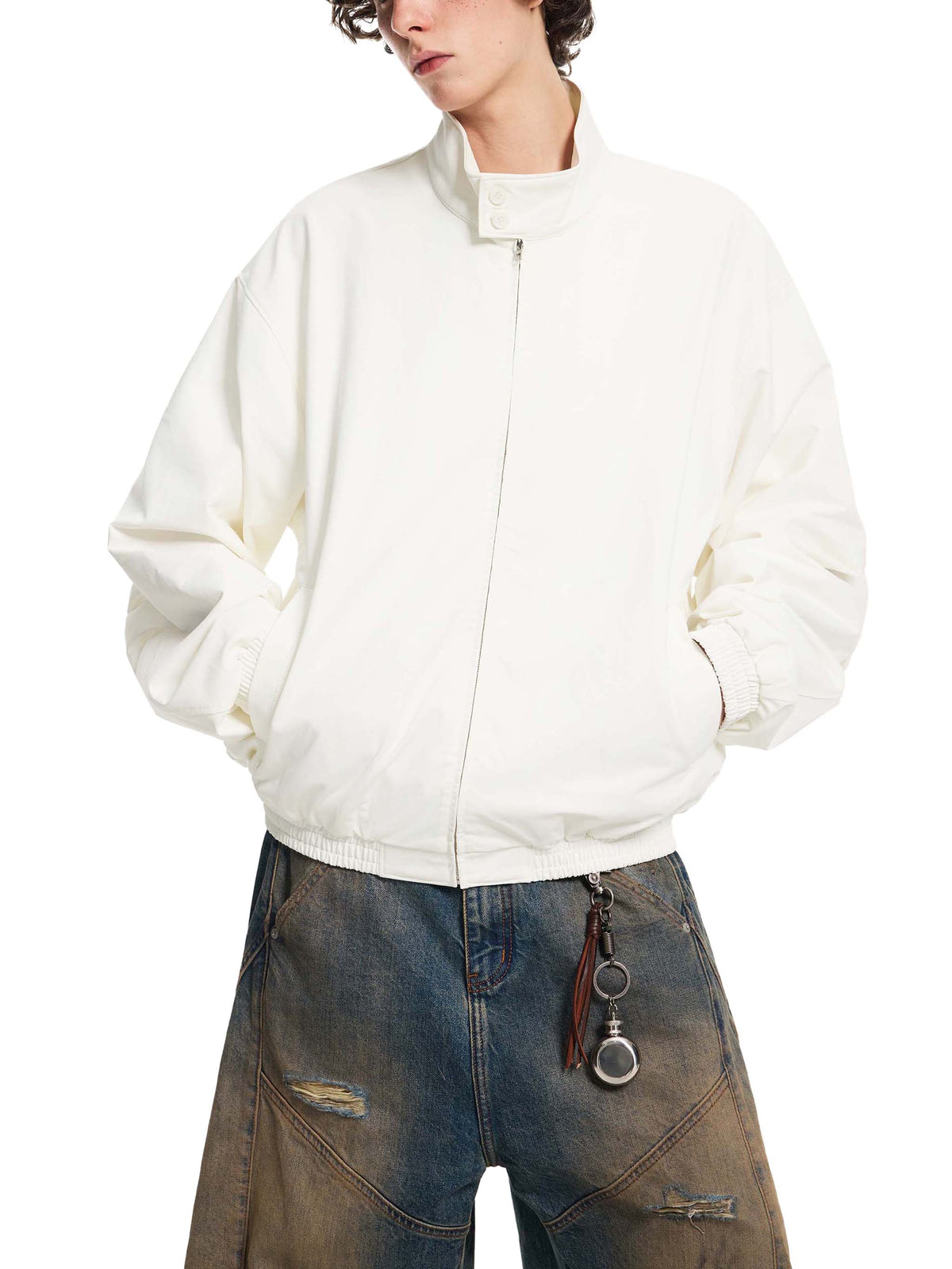 Stand Collar Bomber Jacket "Members Only"