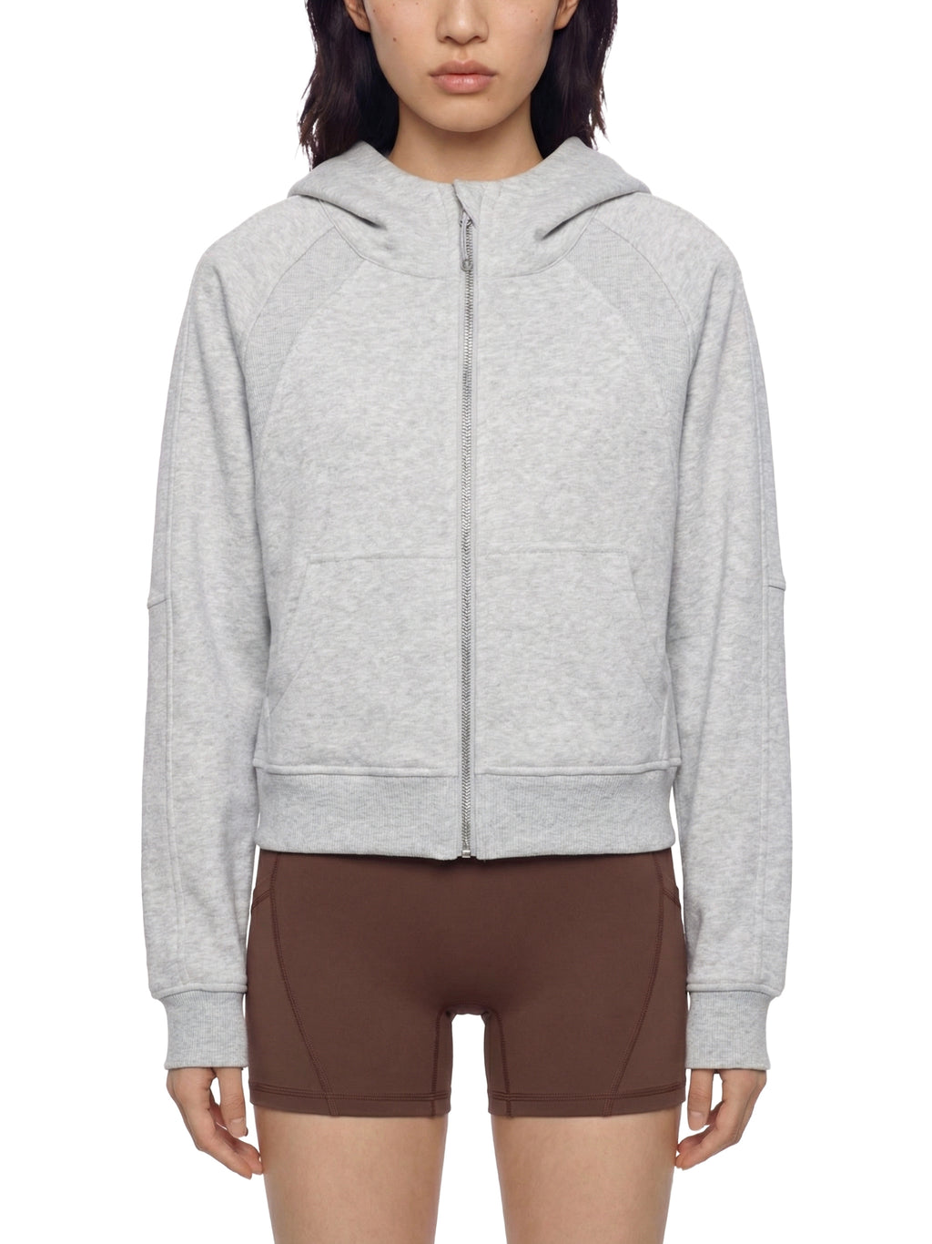 Womens Cropped Zip-Through Hoodie