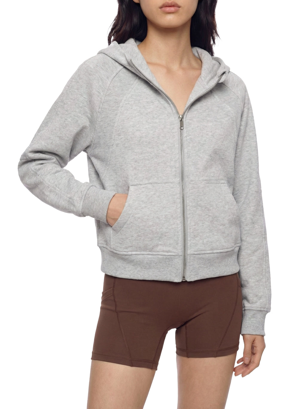 Womens Cropped Zip-Through Hoodie