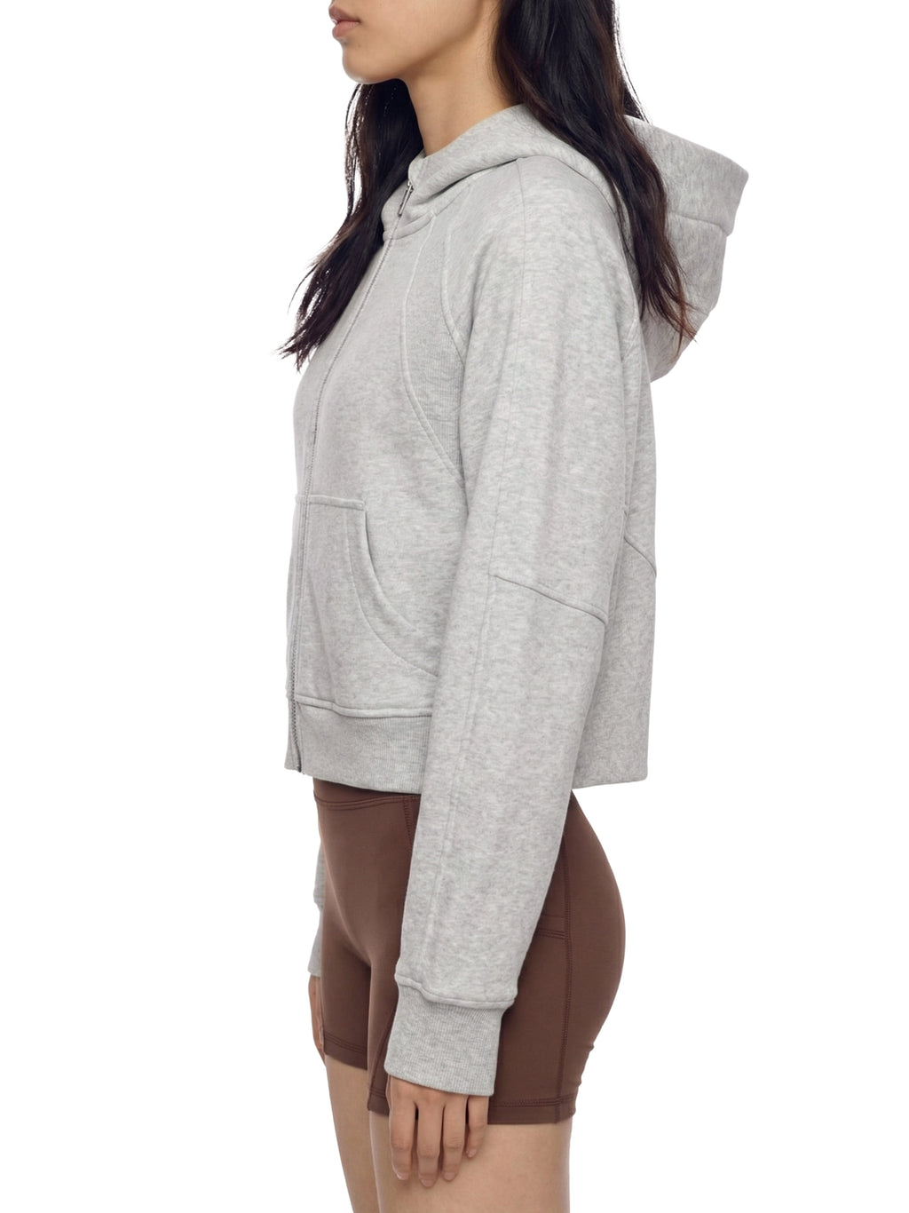 Womens Cropped Zip-Through Hoodie