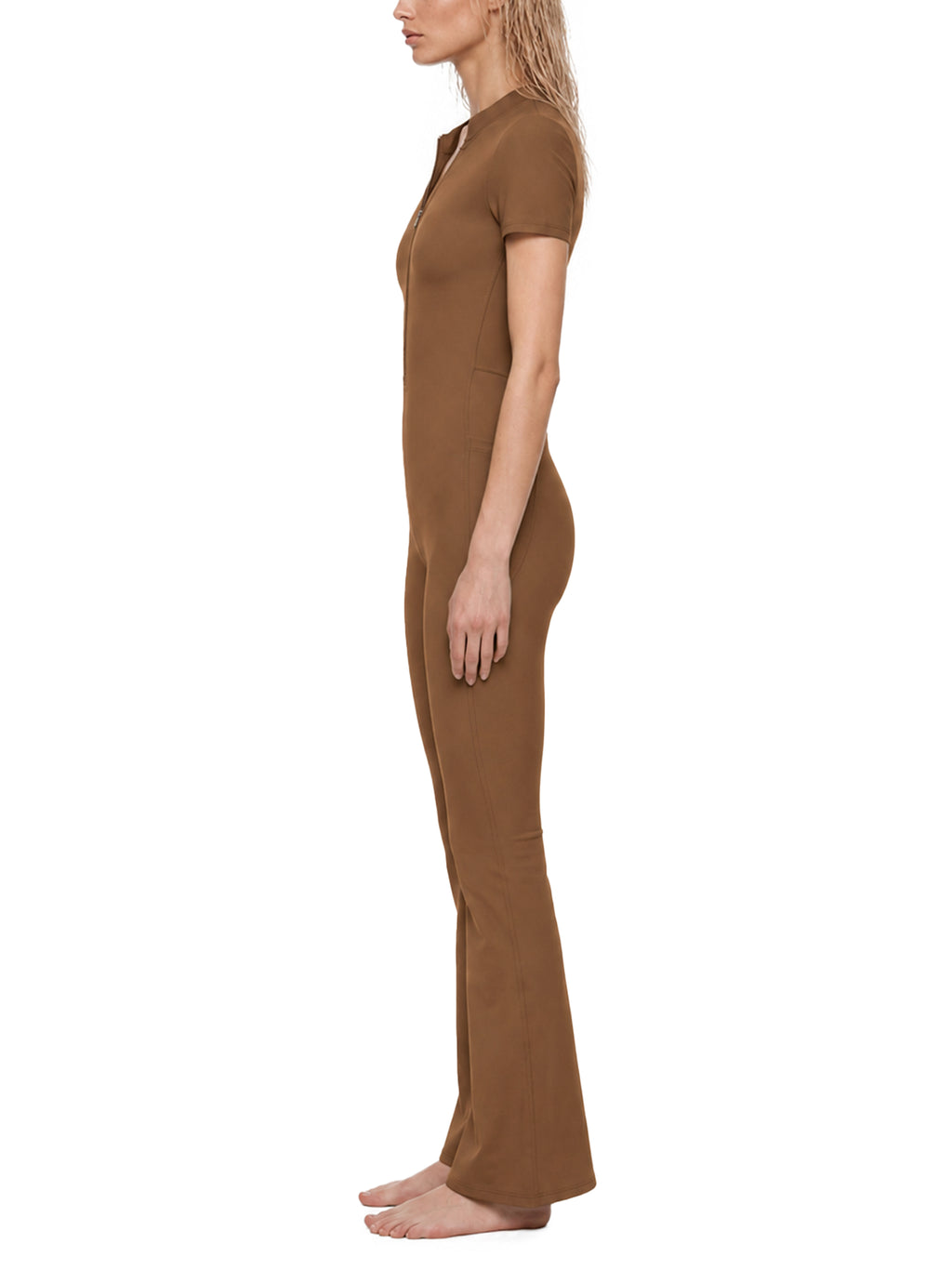 Women’s Tight Flared Leg Quarter-Zip Jumpsuit